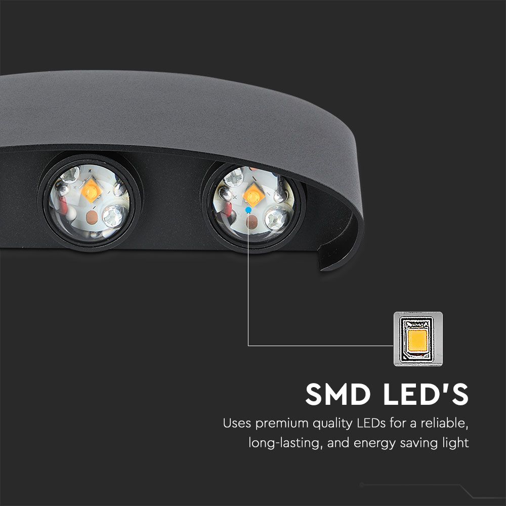 7W Lampa ścienna LED / Barwa:4000K / IP65 / Obudowa: Czarna