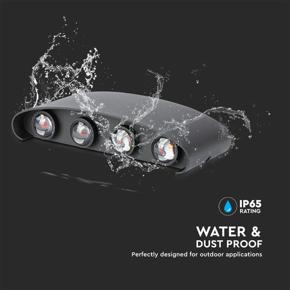 7W Lampa ścienna LED / Barwa:4000K / IP65 / Obudowa: Czarna
