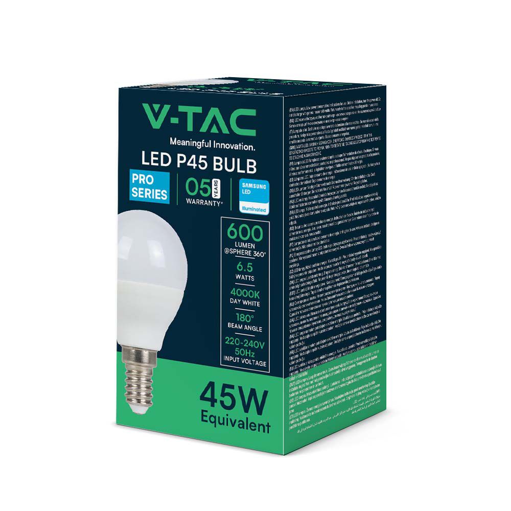 6.5W P45 Żarówka LED / Chip SAMSUNG / Barwa:4000K / Trzonek:E14