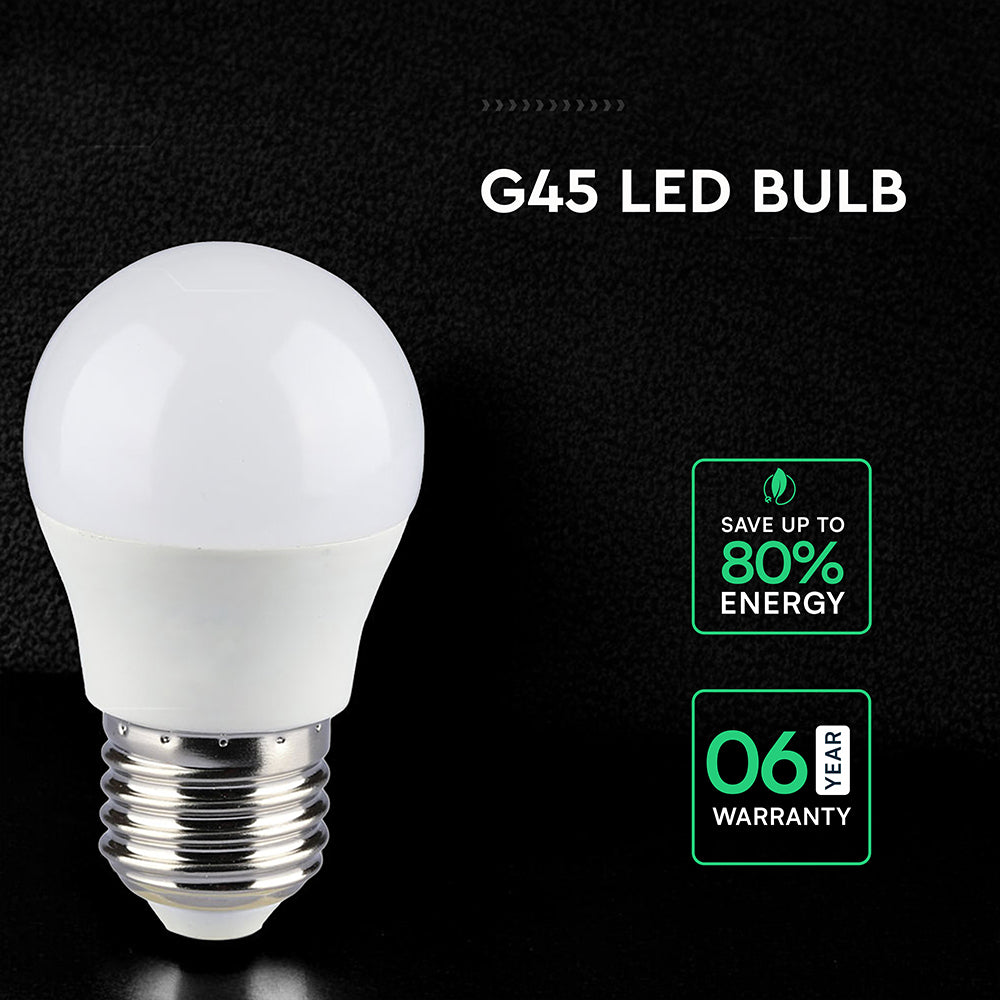 6.5W G45 Żarówka LED / Chip CREE / Barwa:3000K / Trzonek:E27 / 6 Lat gwarancji