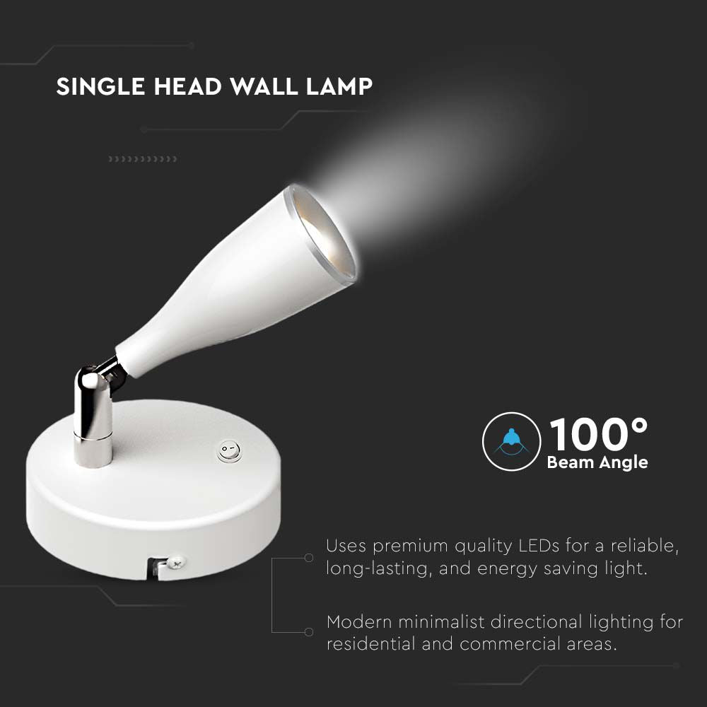 4.5W Kinkiet LED z wyłącznikiem / Barwa:4000K / Biały