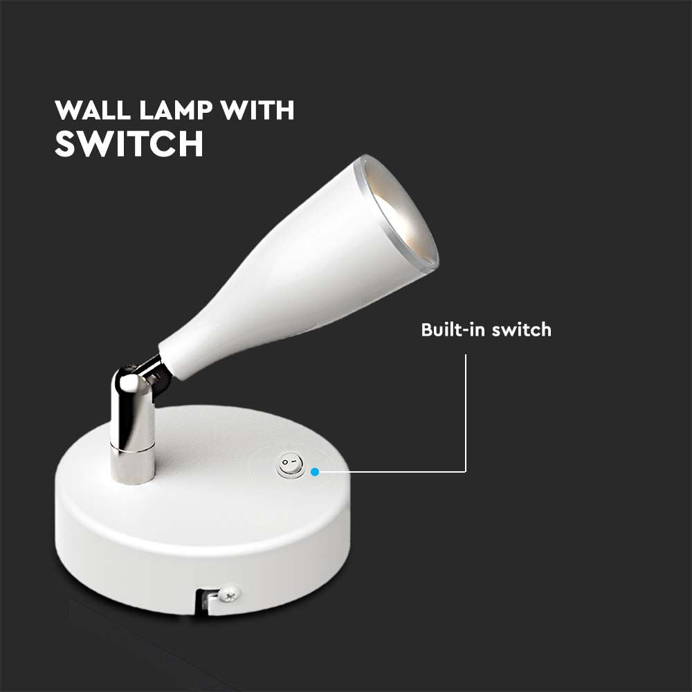 4.5W Kinkiet LED z wyłącznikiem / Barwa:4000K / Biały