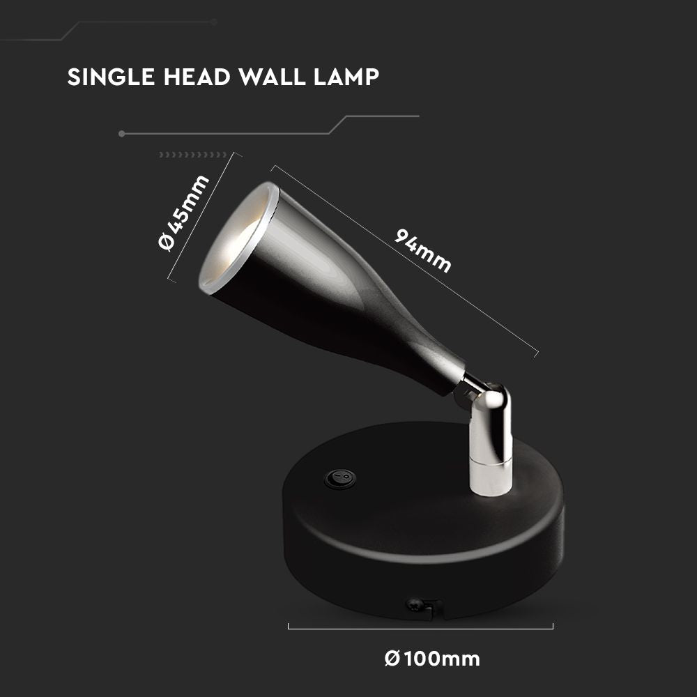 4.5W Kinkiet LED z wyłącznikiem / Barwa:4000K / Czarny