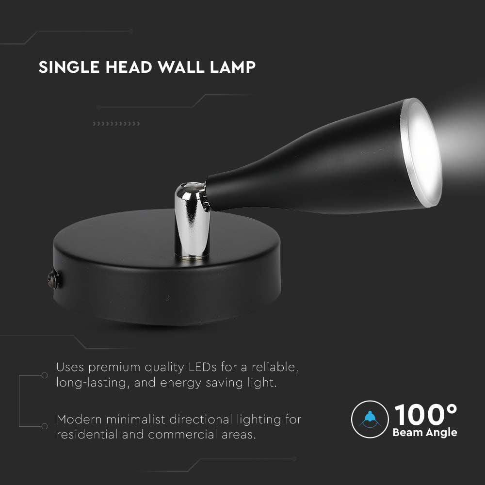 4.5W Kinkiet LED z wyłącznikiem / Barwa:4000K / Czarny