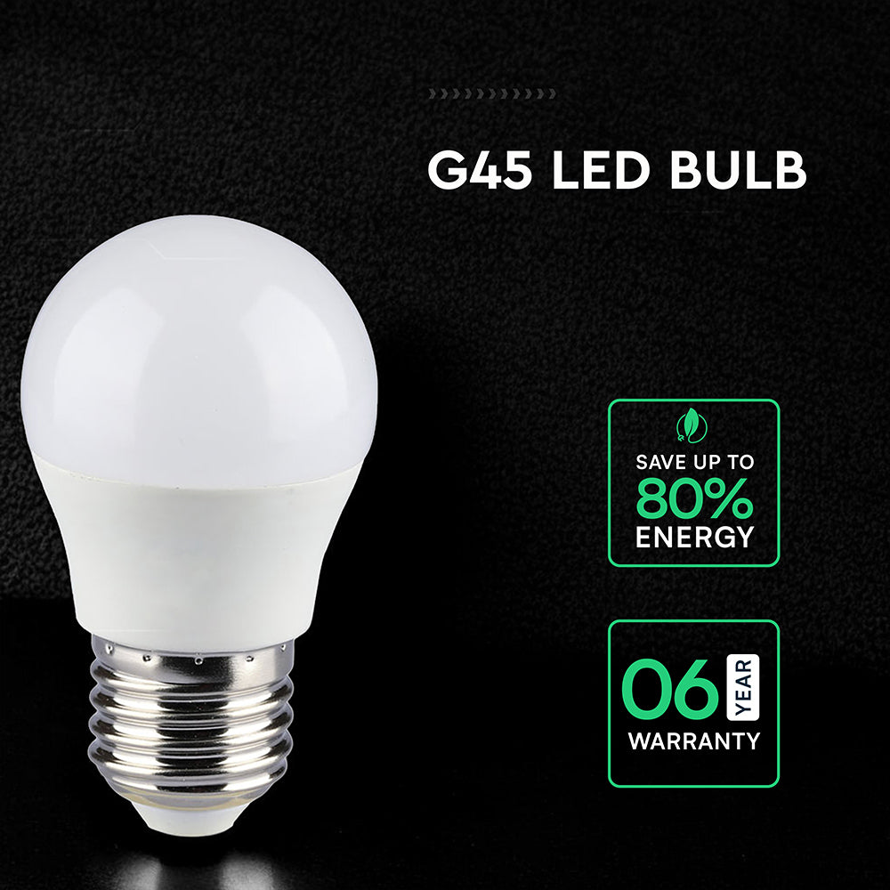 6.5W G45 Żarówka LED / Chip CREE / Barwa:6500K / Trzonek:E27 / 6 Lat gwarancji