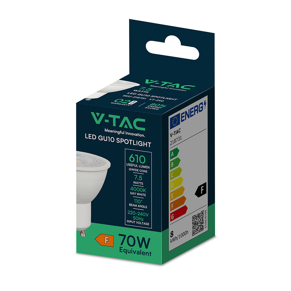 7.5W GU10 Żarówka LED / Barwa:4000K / Kąt 110' / Trzonek:GU10