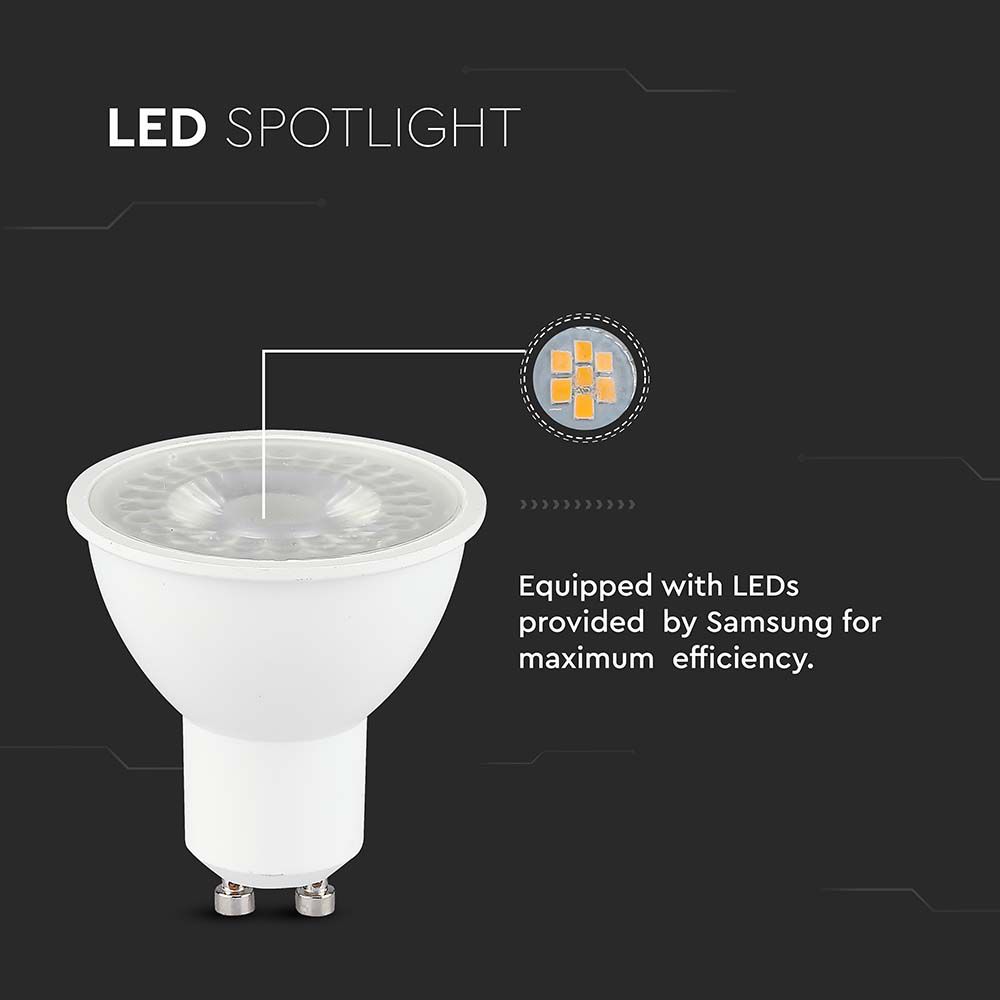 7.5W GU10 Żarówka LED / Chip SAMSUNG / Barwa:3000K / Kąt 38' / Trzonek:GU10