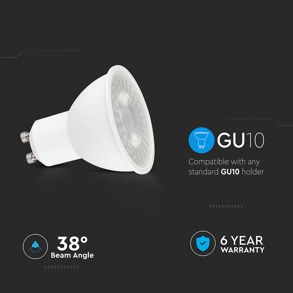 7.5W GU10 Żarówka LED / Chip CREE / Barwa:3000K / Kąt 38' / Trzonek:GU10 / 6 Lat gwarancji