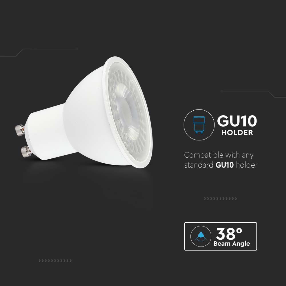 7.5W GU10 Żarówka LED / Chip SAMSUNG / Barwa:6500K / Kąt 38' / Trzonek:GU10