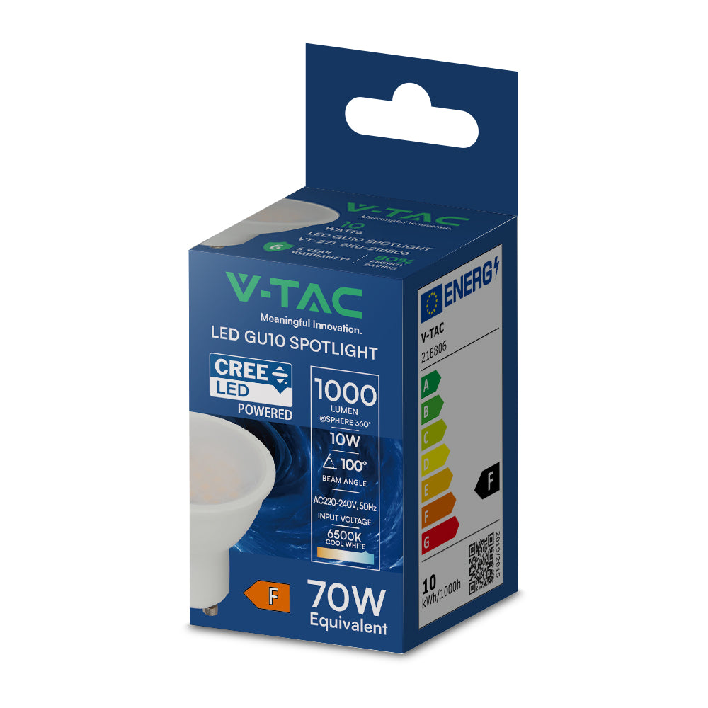 10W GU10 Żarówka LED / Chip CREE / Barwa:3000K / Trzonek:GU10 / 6 Lat gwarancji
