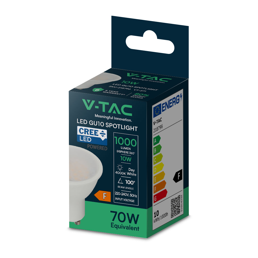 10W GU10 Żarówka LED / Chip CREE / Barwa:4000K / Trzonek:GU10 / 6 Lat gwarancji