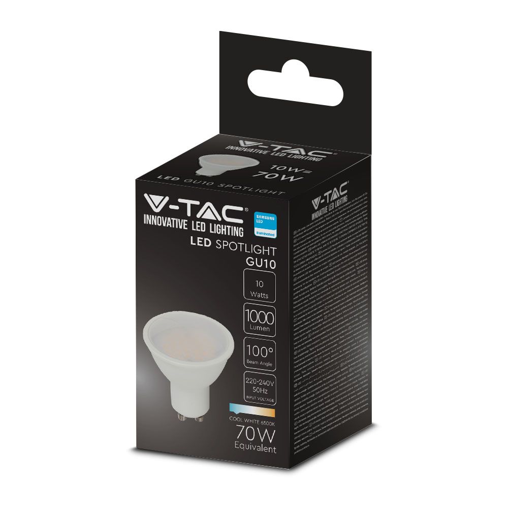 10W GU10 Żarówka LED / Chip SAMSUNG / Barwa:6500K / Trzonek:GU10