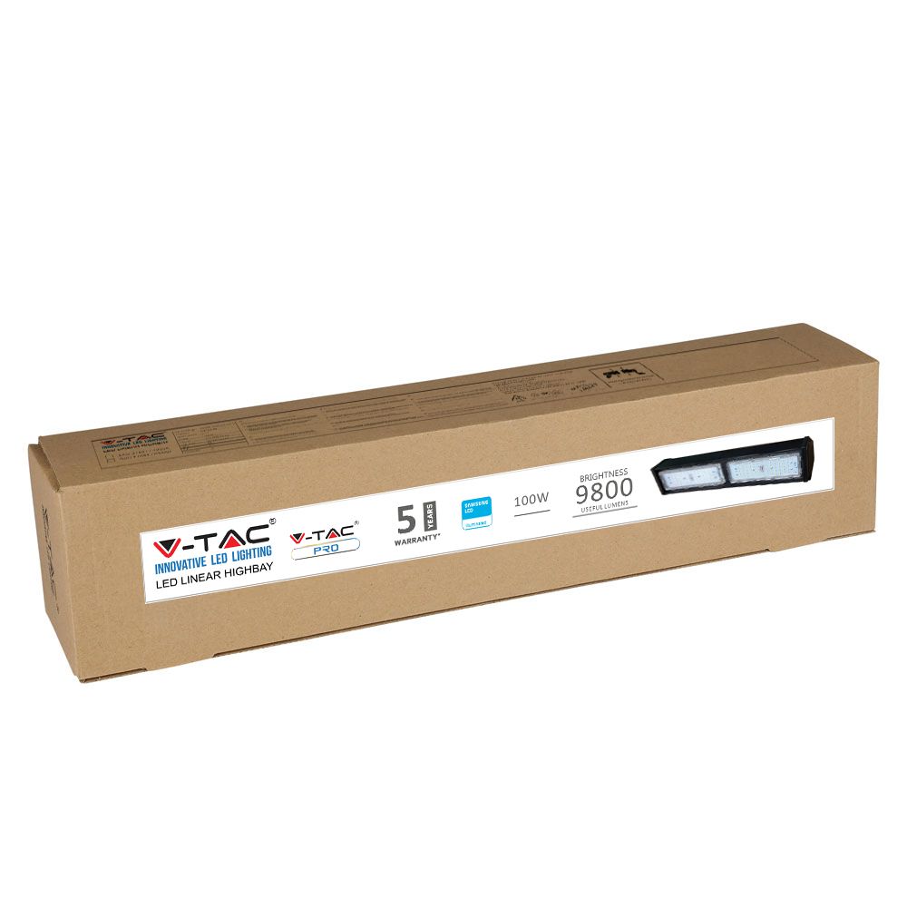 100W Liniowa Oprawa Highbay LED / Chip SAMSUNG / Barwa:4000K / Obudowa: Czarna / Wydajność: 120lm/w / Kąt 120'