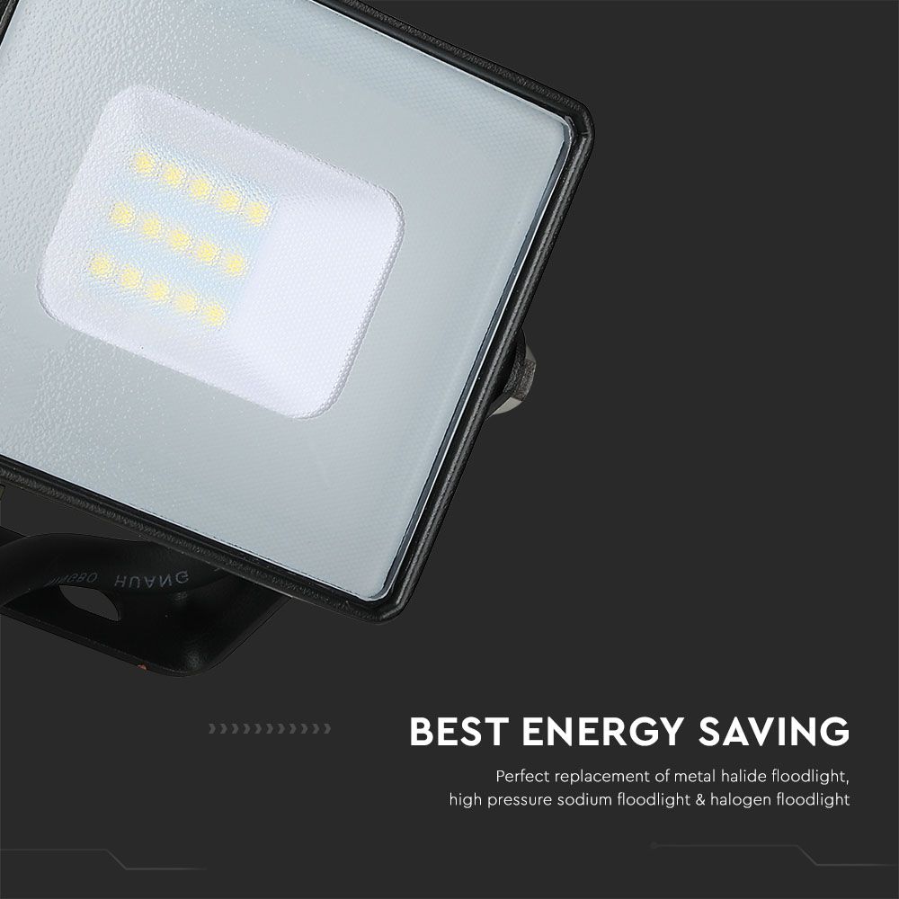 10W Naświetlacz LED SMD / Chip SAMSUNG / Przewód: 1m / Barwa:6500K / Obudowa: Czarna
