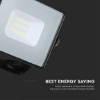 10W Naświetlacz LED SMD / Chip SAMSUNG / Przewód: 1m / Barwa:6500K / Obudowa: Czarna
