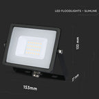 20W Naświetlacz LED SMD / Chip SAMSUNG / Przewód: 1m / Barwa:6400K / Obudowa: Czarna