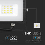 20W Naświetlacz LED SMD / Chip SAMSUNG / Przewód: 1m / Barwa:6400K / Obudowa: Czarna
