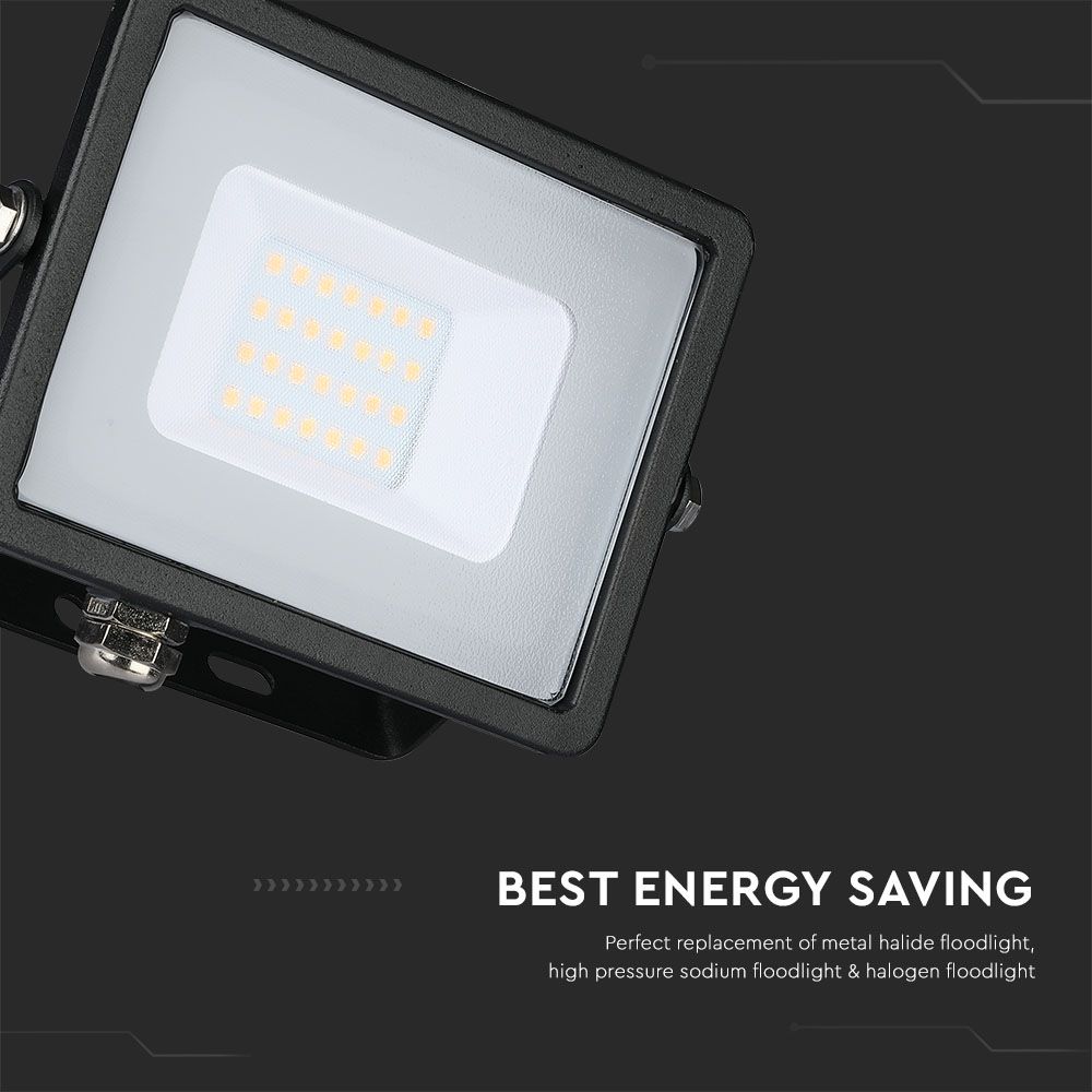 20W Naświetlacz LED SMD / Chip SAMSUNG / Przewód: 1m / Barwa:6400K / Obudowa: Czarna