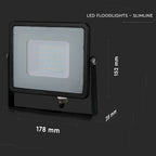 30W Naświetlacz LED SMD / Chip SAMSUNG / Przewód: 1m / Barwa:6500K / Obudowa: Czarna