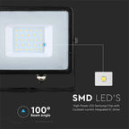 30W Naświetlacz LED SMD / Chip SAMSUNG / Przewód: 1m / Barwa:6500K / Obudowa: Czarna