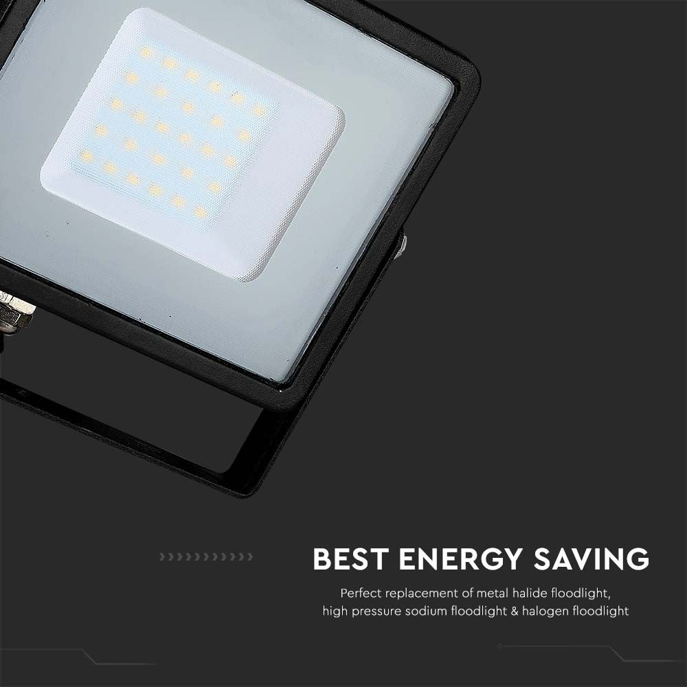 30W Naświetlacz LED SMD / Chip SAMSUNG / Przewód: 1m / Barwa:6500K / Obudowa: Czarna