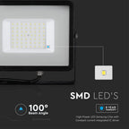 50W Naświetlacz LED SMD / Chip SAMSUNG / Przewód: 3m / Barwa:6500K / Obudowa: Czarna