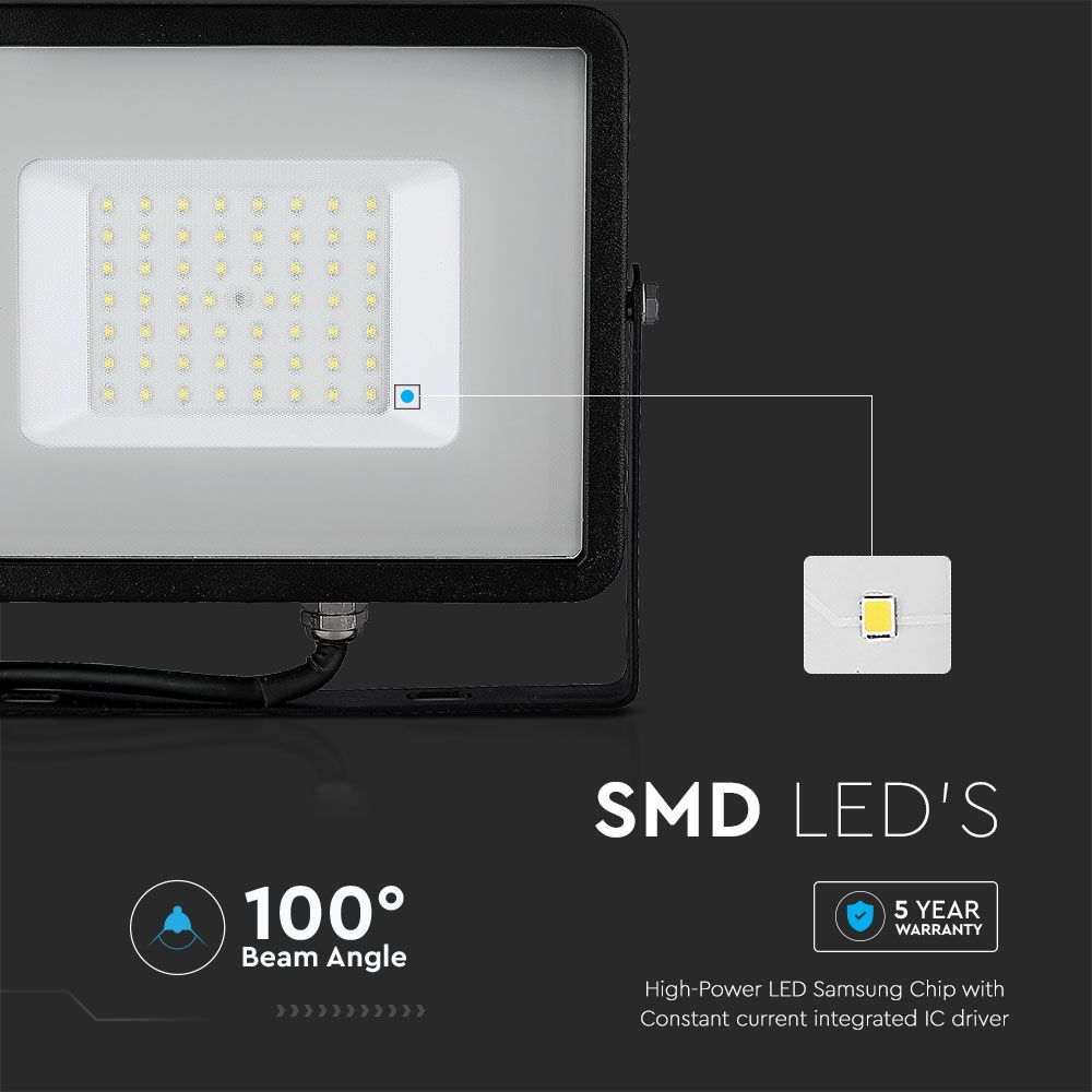 50W Naświetlacz LED / Przewód 1 [mb] / Chip SAMSUNG / Barwa:4000K / Obudowa: Czarna