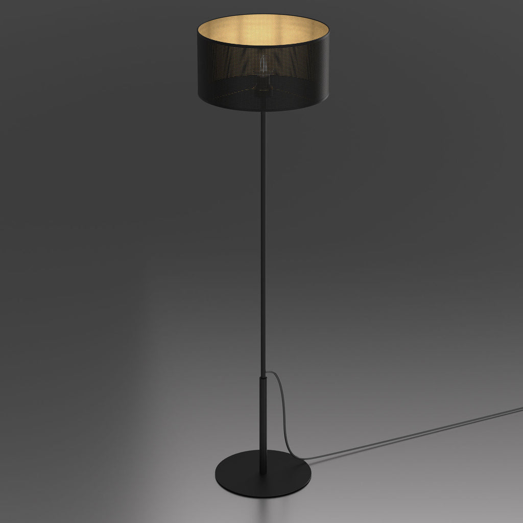 lampa podł. Loft shade prosta, black, cylinder shade dia 400, h 200 black/gold 1xE27