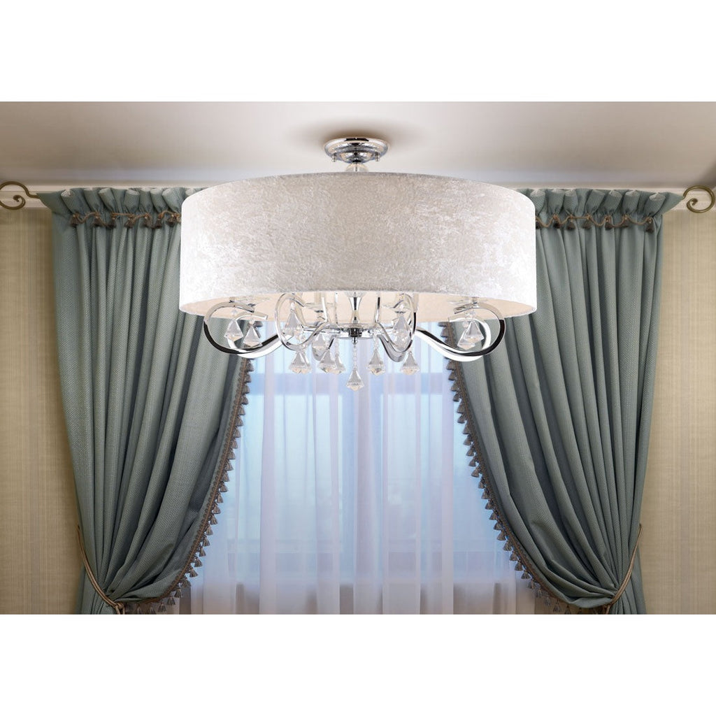 Maxlight Plafon Amsterdam 80cm - Metal + szkło + tkanina + akryl - Chrom C0059