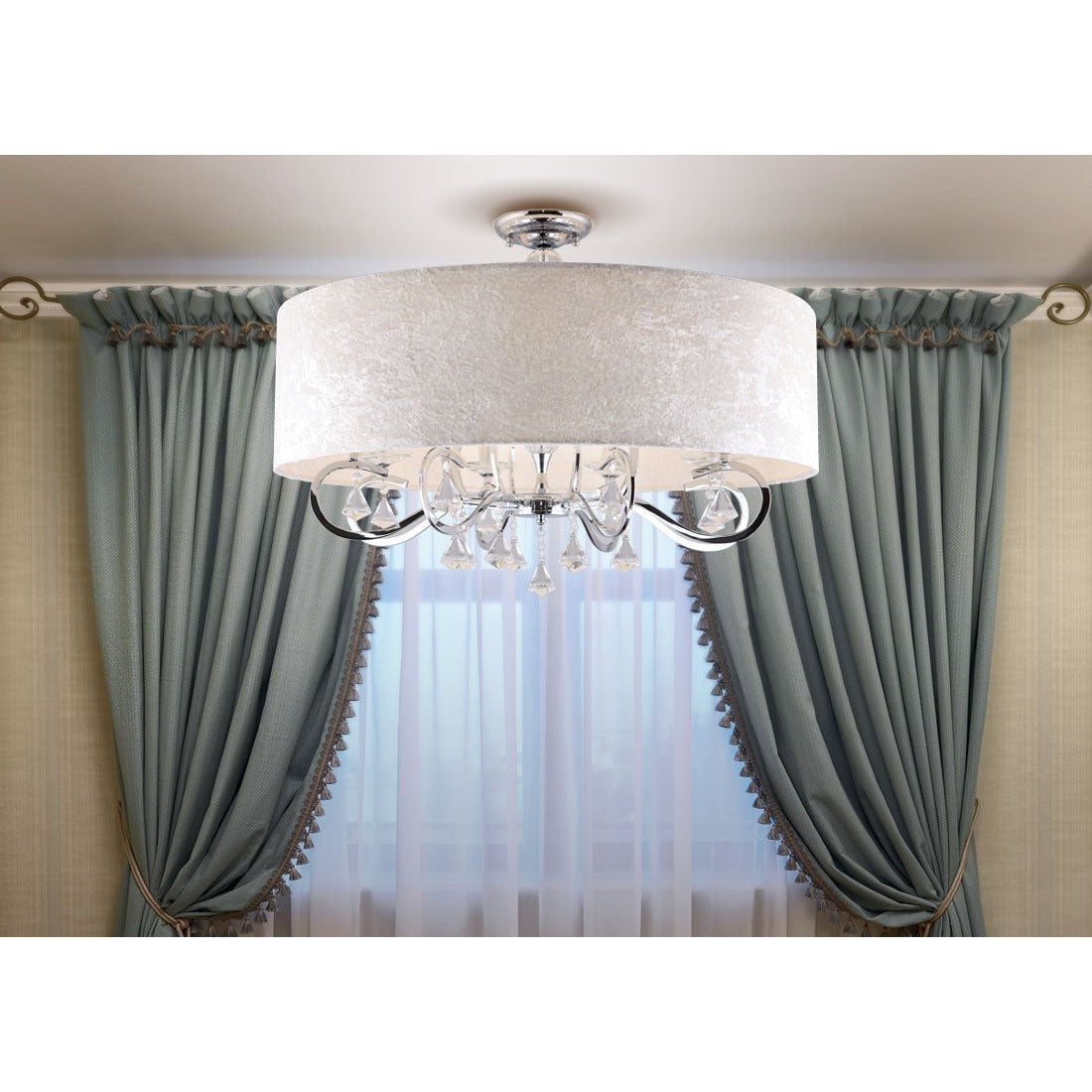 Maxlight Plafon Amsterdam 80cm - Metal + szkło + tkanina + akryl - Chrom C0059
