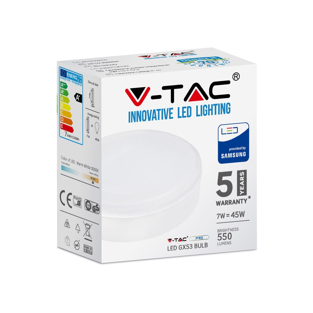 7W Żarówka LED / Chip SAMSUNG / Barwa:6400K / Trzonek:GX53