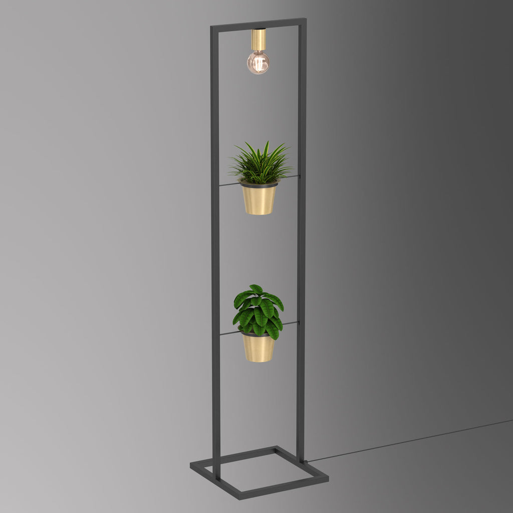 lampa podł Flores (2 gold flower pots) black/gold 1xE27