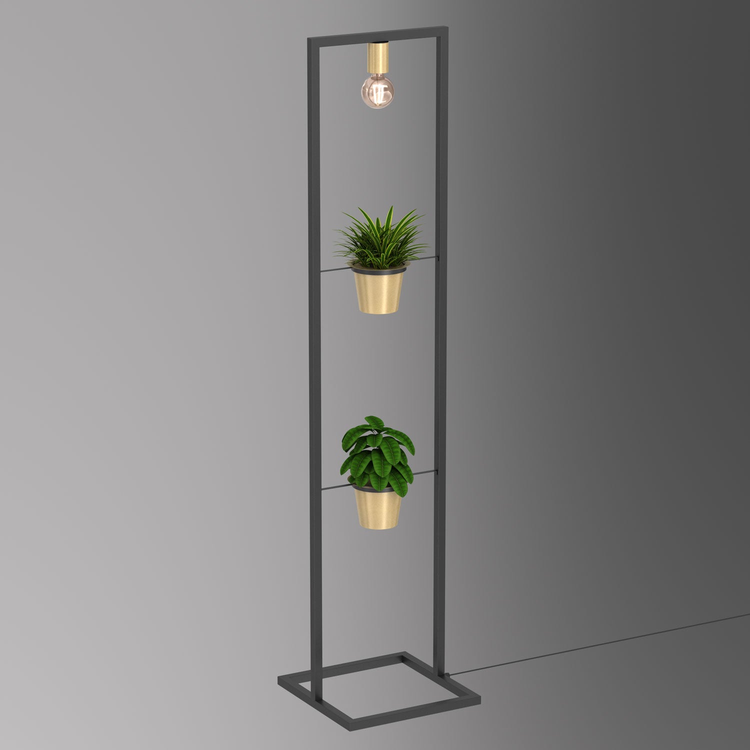 lampa podł Flores (2 gold flower pots) black/gold 1xE27