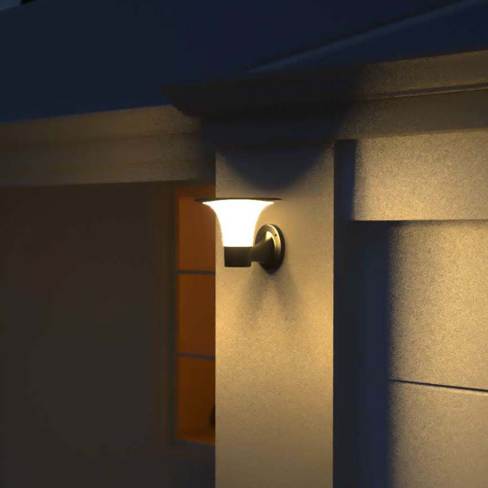 15W Lampa Ścienna LED Solarna / Bateria: LiFePO4 3.2V 6000mA / Barwa: 6000K+4000K / Kolor: Czarny
