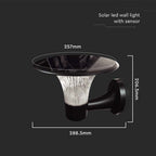 15W Lampa Ścienna LED Solarna / Bateria: LiFePO4 3.2V 6000mA / Barwa: 6000K+4000K / Kolor: Czarny