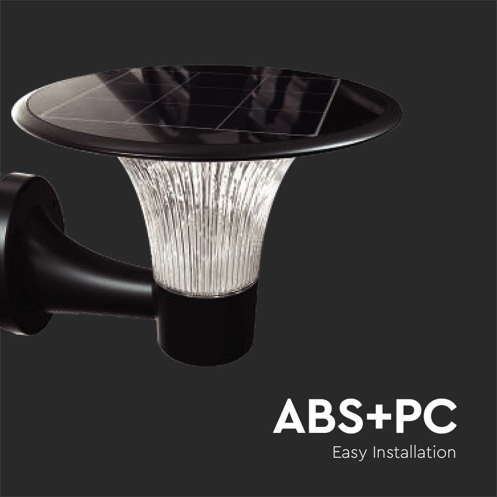 15W Lampa Ścienna LED Solarna / Bateria: LiFePO4 3.2V 6000mA / Barwa: 6000K+4000K / Kolor: Czarny