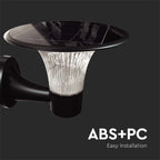 15W Lampa Ścienna LED Solarna / Bateria: LiFePO4 3.2V 6000mA / Barwa: 6000K+4000K / Kolor: Czarny