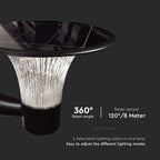 15W Lampa Ścienna LED Solarna / Bateria: LiFePO4 3.2V 6000mA / Barwa: 6000K+4000K / Kolor: Czarny