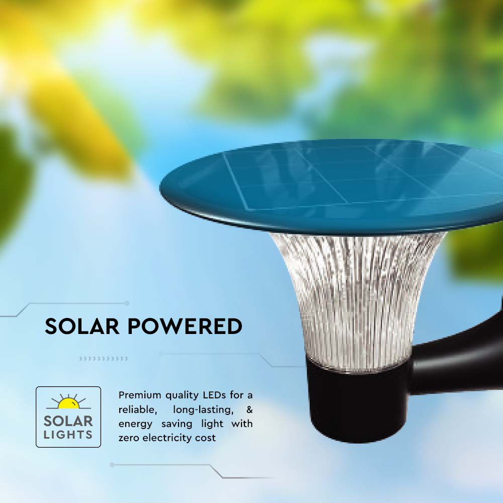 15W Lampa Ścienna LED Solarna / Bateria: LiFePO4 3.2V 6000mA / Barwa: 6000K+4000K / Kolor: Czarny
