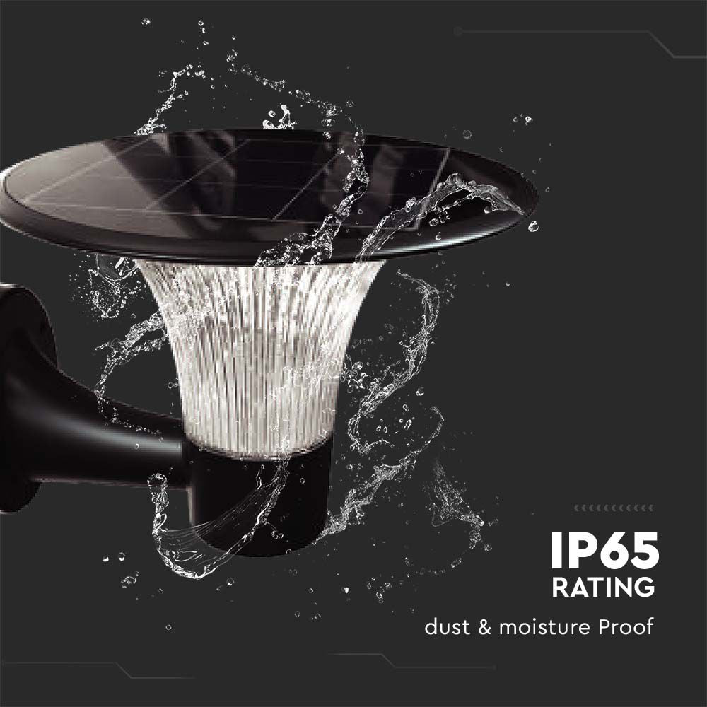 15W Lampa Ścienna LED Solarna / Bateria: LiFePO4 3.2V 6000mA / Barwa: 6000K+4000K / Kolor: Czarny