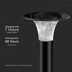15W Słupek LED Solarny / Bateria: LiFePO4 3.2V 6000mA / Barwa: 6000K+4000K / Kolor: Czarny