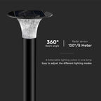 15W Słupek LED Solarny / Bateria: LiFePO4 3.2V 6000mA / Barwa: 6000K+4000K / Kolor: Czarny