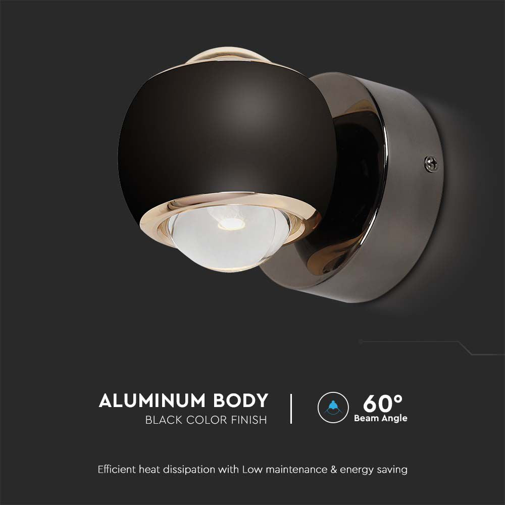 10W LED Lampa Ścienna LED / Barwa: 3000K / Obudowa: Czarna
