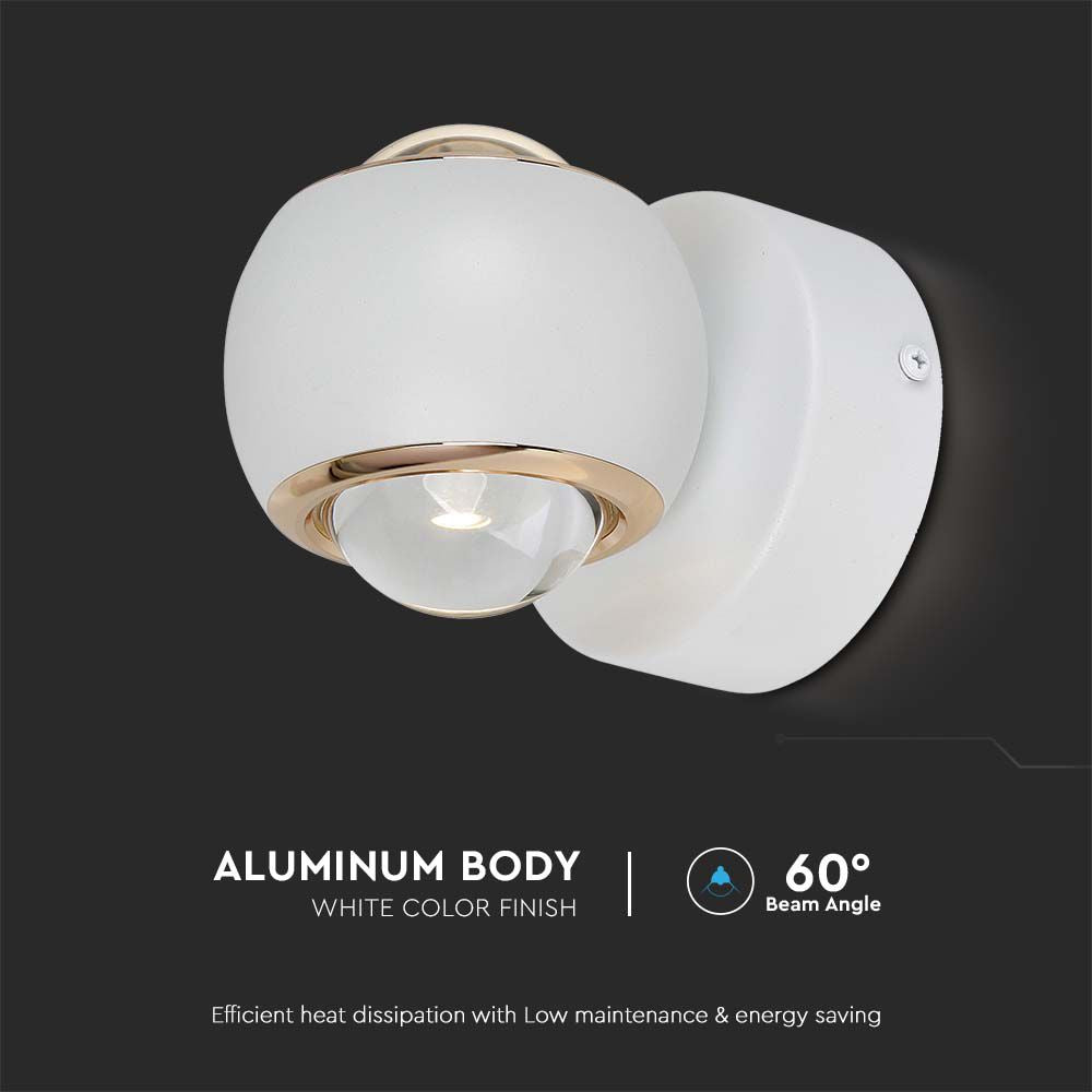 10W LED Lampa Ścienna LED / Barwa: 3000K / Obudowa: Biała