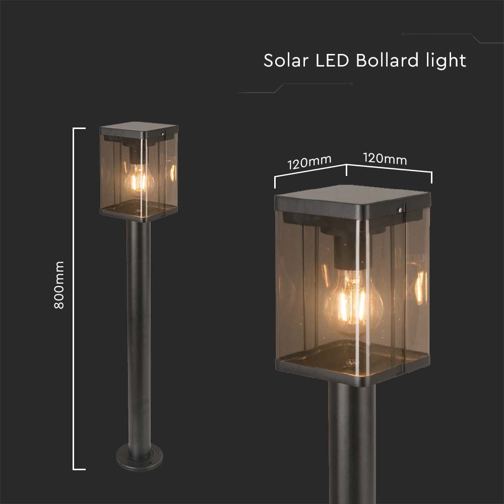 2.5W Lampa Ogrodowa LED Solarna z czujnikiem mikrofalowym / Trzonek: E27 / Barwa: 3000K
