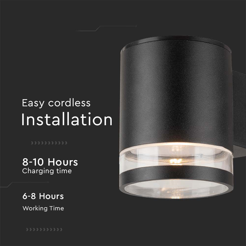1W Lampa Ścienna LED SMD solarna / Barwa: 3000K / Obudowa: Czarna