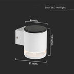 1W Lampa Ścienna LED SMD solarna / Barwa: 3000K / Obudowa: Biała