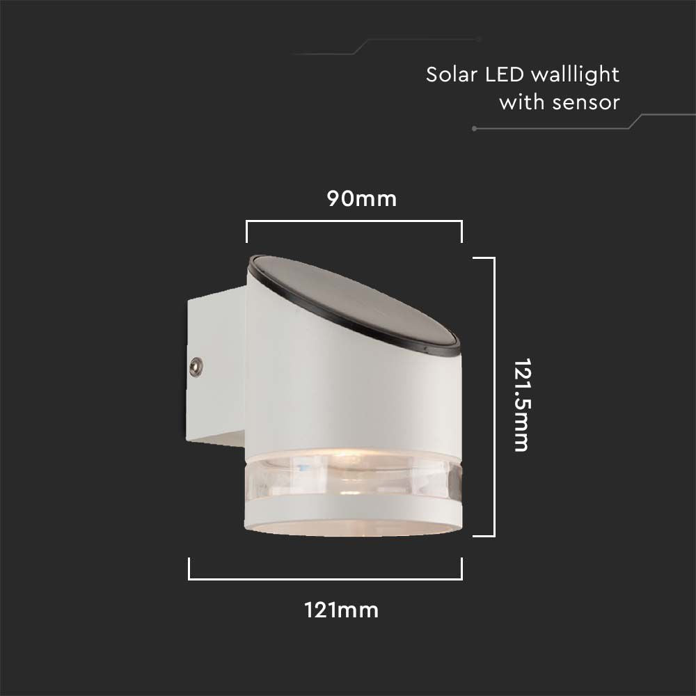 1W Lampa Ścienna LED SMD solarna z czujnikiem mikrofalowym / Barwa: 3000K