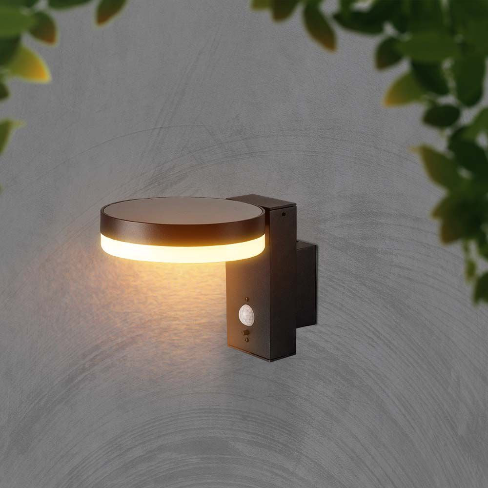 5.5W Lampa ścienna LED SMD solarna z czujnikiem PIR / Barwa: 3000K / Kształt: Okrągła