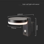 5.5W Lampa ścienna LED SMD solarna z czujnikiem PIR / Barwa: 3000K / Kształt: Okrągła